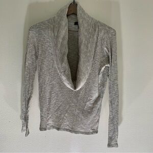 ALO Yoga Gray Cowl Neck Sweater Lightweight Knit